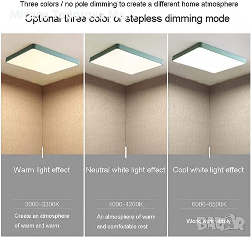 LED таванна лампа, черен ръб, правоъгълна, плафониера, с дистанционно, снимка 2 - Лампи за таван - 38309323