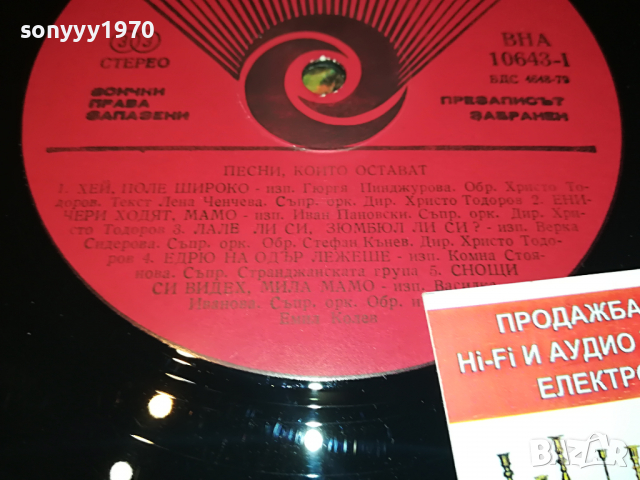 ПЕСНИ КОИТО ОСТАВАТ-ПЛОЧА 2204222109, снимка 15 - Грамофонни плочи - 36540575