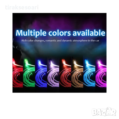 Интериорно LED амбиентно осветление за автомобил с дистанционно и приложение, модел 28955, RGB, 8 м, снимка 3 - Аксесоари и консумативи - 50898748
