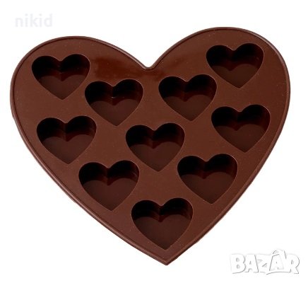 10 бр сърца сърце силиконов молд форма за шоколадови бонбони лед фондан желирани и др , снимка 2 - Форми - 24306481