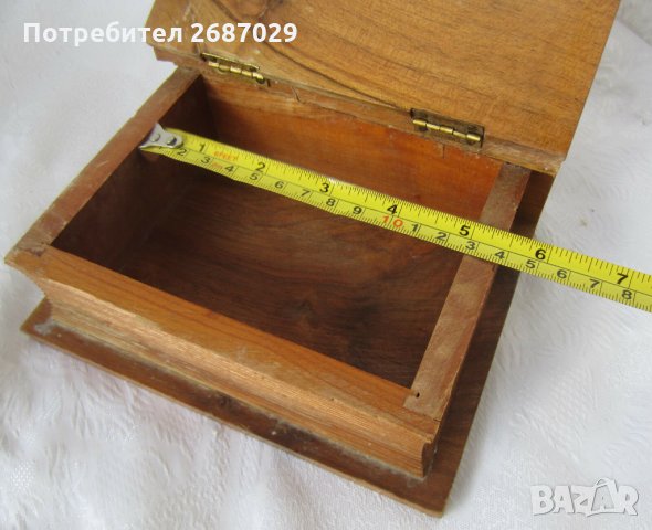 Стара дървена кутия с форма на книга, снимка 3 - Други ценни предмети - 32363528