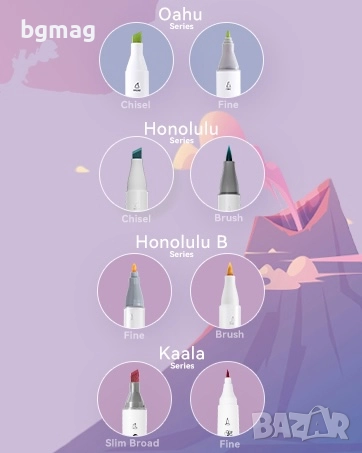 ✎ Ohuhu Kaala B Series маркери с два писеца тип мини четка и Chisel писец, 60+1 цвята, REFILLABLE In, снимка 10 - Ученически пособия, канцеларски материали - 52183263