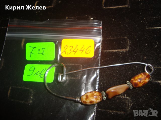 СТАРА БРОШКА с ЯСПИС КАМЪНИ ФИБУЛА 23446, снимка 3 - Антикварни и старинни предмети - 33343788