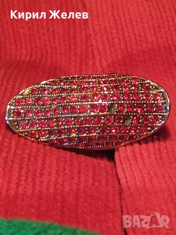 ЗЛАТИСТ ФЕШЪН АРТ ДИЗАЙНЕРСКИ ПРЪСТЕН РЕГУЛИРУЕМ с ЦВЕТНИ КРИСТАЛЧЕТА 25068, снимка 2 - Пръстени - 36422966