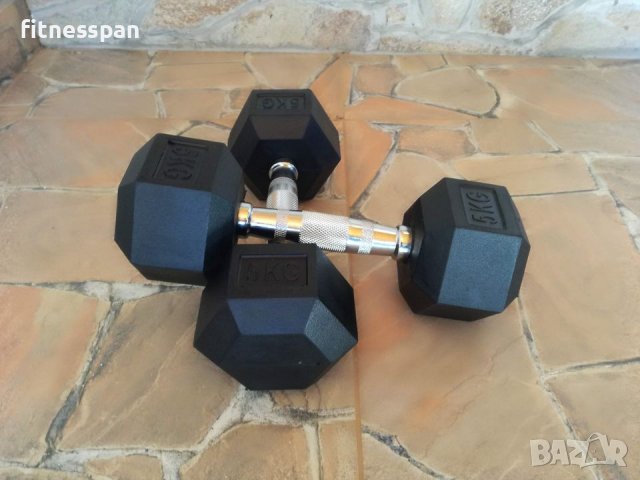Хексалгенови дъмбели 2 бр. х 5 кг. , снимка 2 - Фитнес уреди - 37596633