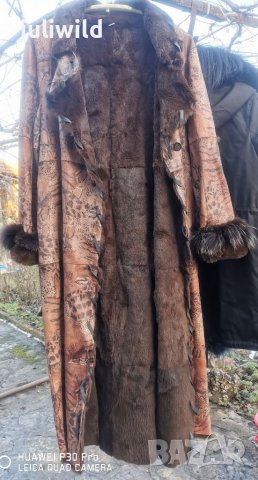 Кожено палто, естествена кожа с косъм, уникат,50%промо, снимка 2 - Палта, манта - 39206820