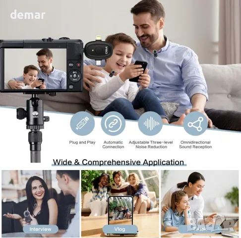 Мини безжичен петличен микрофон OSA за камера и компютър, време за работа до 9 часа, снимка 4 - Микрофони - 47866675