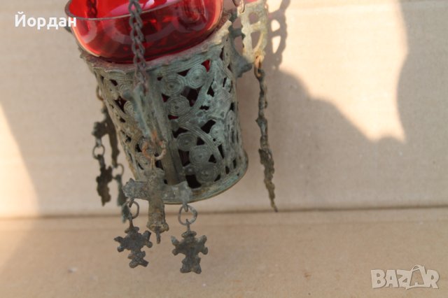 Старо бронзово кандило, снимка 3 - Антикварни и старинни предмети - 43973975