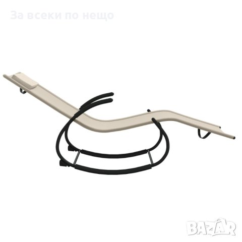 Люлеещ се шезлонг, кремав, стомана и textilene, снимка 2 - Къмпинг мебели - 44138212