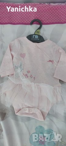Ново боди с дълъг ръкав и тюл за новородено момиче, Mothercare, снимка 1 - Бодита за бебе - 38103835