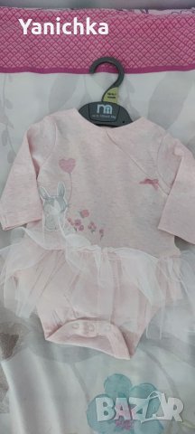 Ново боди с дълъг ръкав и тюл за новородено момиче, Mothercare