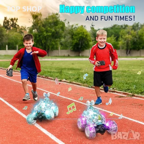 Акумулаторна кола с дистанционно управление  RC Stunt Car 360°Flips Rotation с LED светлина и музика, снимка 11 - Коли, камиони, мотори, писти - 48521806