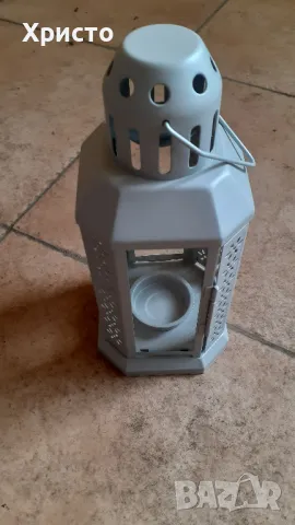 фенер метален ретро антикварен, за свещ кандило или други метал светло сив, снимка 3 - Антикварни и старинни предмети - 48907495