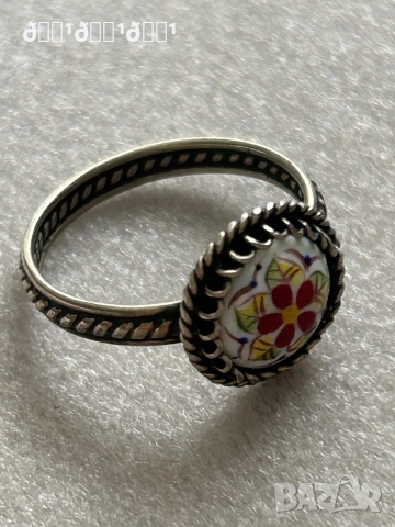 Руски: съветски старинен пръстен с рисуван порцелан , снимка 2 - Пръстени - 52801670