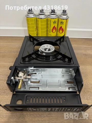 Къмпинг Газов Котлон - с Изход към Голяма Газова Бутилка и 4 Бутилки, снимка 7 - Газови котлони - 52846752