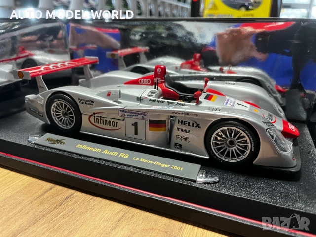 Нова метална колекционерска количка модел AUDI R8 Le Mans ' 2001 1:18 95 лв. / 48.57 €