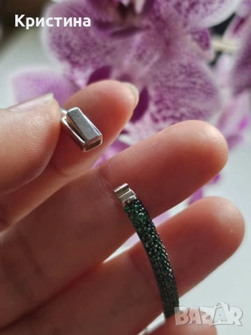 Красива сребърна гривна с цветни циркони , снимка 4 - Гривни - 51962305