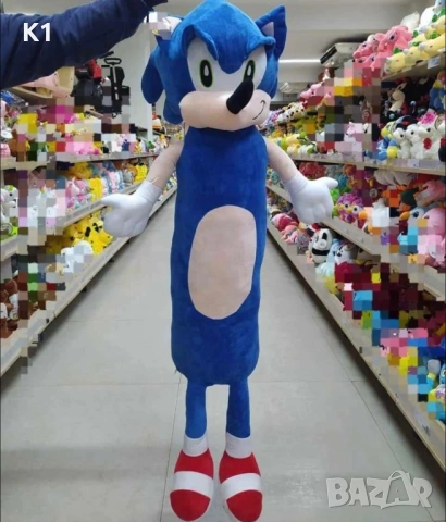 Голяма Плюшена играчка Възглавница Соник 110см, плюшен Sonic таралежа