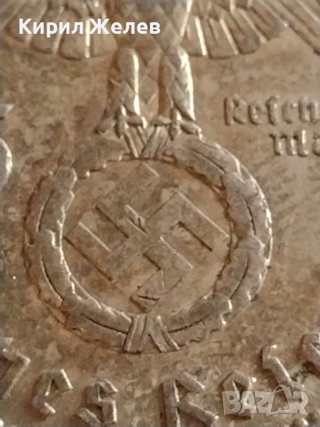 Сребърна монета 5 райхсмарки 1938г. Нацистка Германия Трети Райх с СХВАСТИКА за КОЛЕКЦИЯ 42050, снимка 5 - Нумизматика и бонистика - 43798938