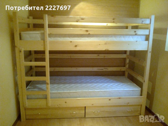 Легло двуетажно масив, снимка 2 - Спални и легла - 26860263