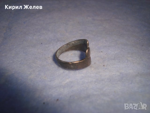 СТАР МЕДЕН ПОСРЕБРЕН РЕТРО АРТ ПРЪСТЕН РЪЧНА ИЗРАБОТКА 27602, снимка 4 - Антикварни и старинни предмети - 37419010