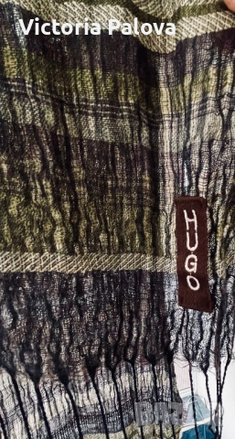 Оригинален шал HUGO ( Hugo Boss) лен/ вискоза, oversize , снимка 7 - Шалове - 53255114