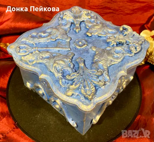 Ръчно декорирана дървена кутия за бижута ръчна изработка, снимка 2 - Декорация за дома - 48729424