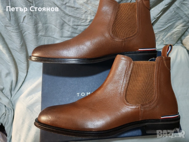 Стилни мъжки кларкове от естествена кожа TOMMY HILFIGER №43, снимка 7 - Мъжки боти - 53070746