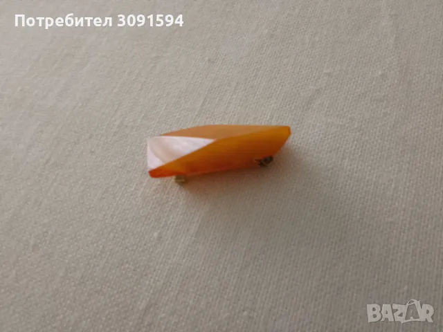 Стара позлатена руска брошка с кехлибар, снимка 3 - Антикварни и старинни предмети - 48691329