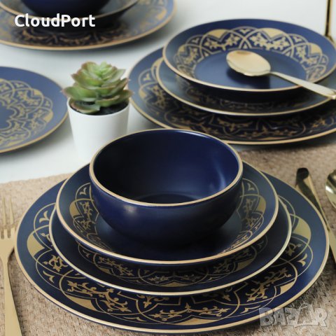 ПЪЛЕН СЕРВИЗ ЗА МАСА, KERAMIKA, GOLD, 24 ЧАСТИ, КЕРАМИКА, ЖЪЛТО/ СИН, снимка 8 - Сервизи - 43582732
