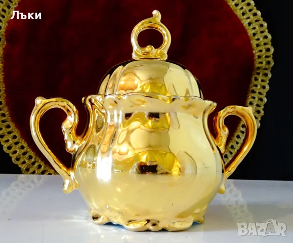 Захарница баварски порцелан,чисто злато,барок. , снимка 2 - Антикварни и старинни предмети - 51172078