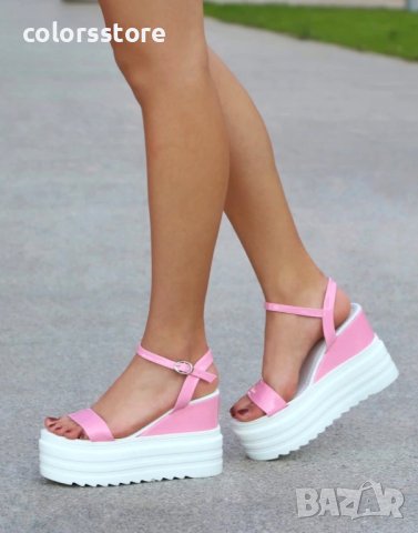 Сандали на платформа - розов лак - SJN57, снимка 2 - Сандали - 37706554
