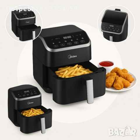 Midea Air Fryer MAD55000ADK – 5L въздушен фритюрник за здравословно и бързо готвене, снимка 2 - Фритюрници - 52620489