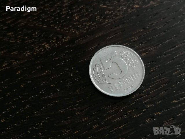 Монета - Германия - 5 пфенига | 1968г.; серия А, снимка 1 - Нумизматика и бонистика - 28305499