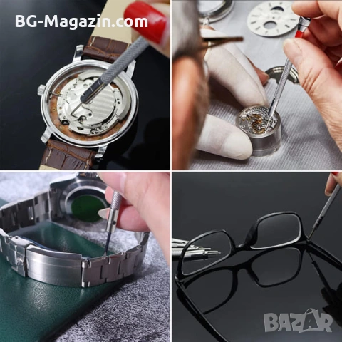 Професионални фини часовникарски отвертки с резервни върхове за смяна на батерии часовници ремонт, снимка 2 - Отвертки - 53032150