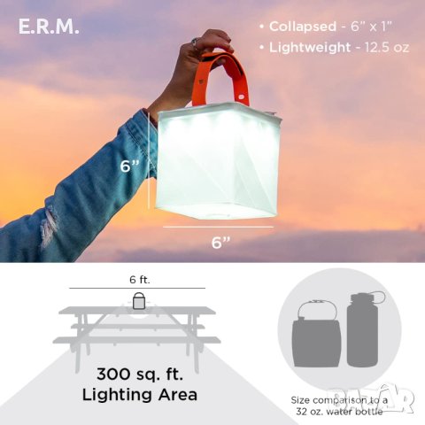LuminAID 2в1 соларен фенер за къмпинг и зарядно за телефон LED лампа PacklLte MAX, снимка 7 - Къмпинг осветление - 40692883