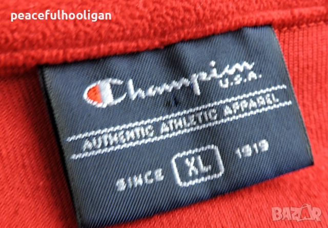 Champion мъжко червено поларено горнище с дълъг ръкав размер XL, снимка 11 - Блузи - 52323858