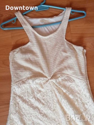 FAVORI дълга екрю рокля със златисто#дантела#long Drees #, снимка 4 - Рокли - 28786471