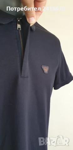 Armani Jeans AJ Badge Logo 3/4 Zip Stretch Cotton Mens Size M  ОРИГИНАЛ! Мъжка Тениска!, снимка 4 - Тениски - 51271734