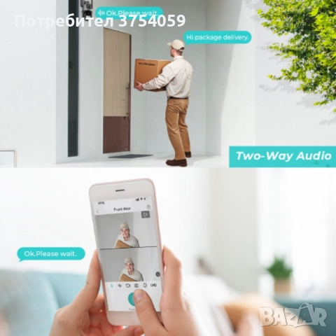 6 Mpx. Двойна вътрешна/външна WIFI камера за наблюдение, снимка 7 - HD камери - 52385542