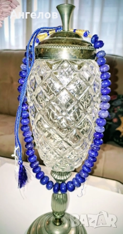 Тежък и дълъг (1 м) гердан от натурален син сапфир