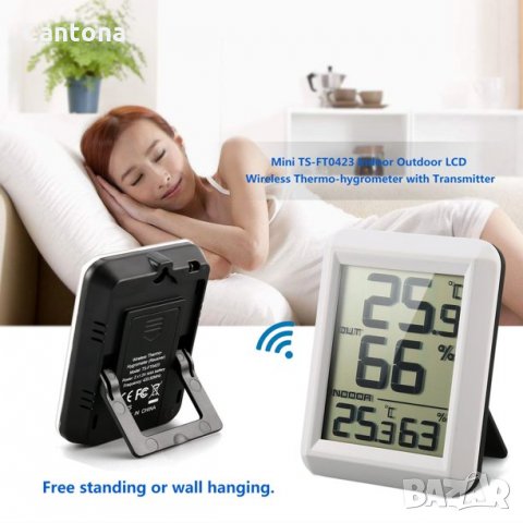 FT0423 термохигрометър с LCD екран, вътрешна и външна темепература, безжичен датчик, снимка 4 - Друга електроника - 35652497