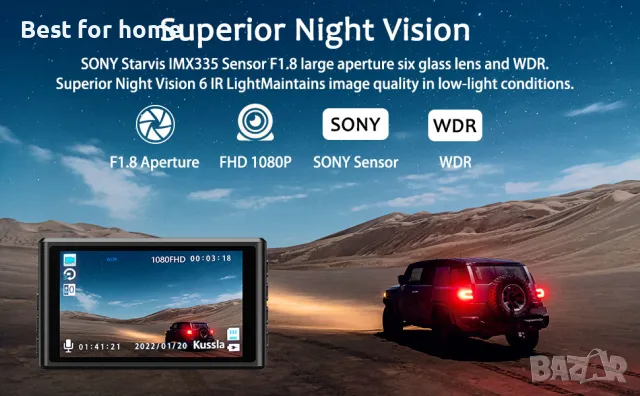 Видео регистратор - Dash Cam Kussla с 2GB SD карта подарък, снимка 12 - Аксесоари и консумативи - 47820012