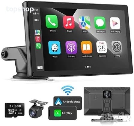 НОВА, ТЕСТВАНА 9-инчова автомобилна уредба с видеорегистратор,  задна камера, CarPlay, Android Auto