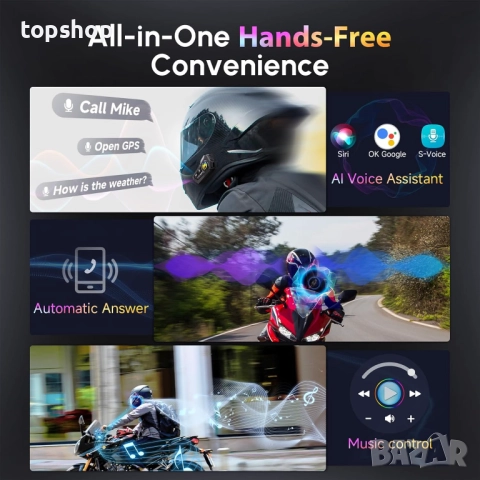 Чисто нова слушалка за мотоциклетна каска, Moman RS-H4P слушалки за мотоциклет с Hi-Fi високо..., снимка 6 - Bluetooth слушалки - 52034656