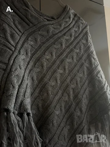 Графитеносиво пончо , снимка 2 - Палта, манта - 49361763