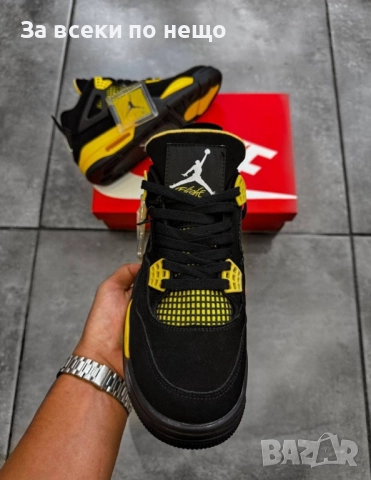 Air Jordan 4 Retro “Black/Yellow” Мъжки Маратонки С Кутия👟Мъжки Спортни Обувки Код S79
