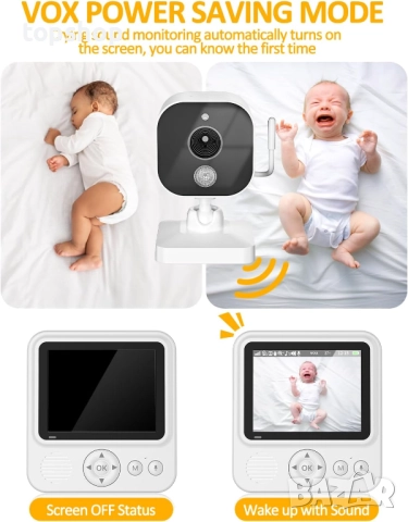 Нов бебефон OBVHNUA 2.8-инчов 720p с 1500 mAh батерия тип C, акумулаторна, 10x цифрово увеличение..., снимка 8 - Бебефони - 52227351