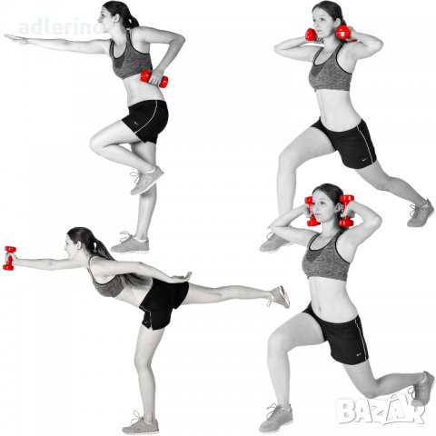 Комплект от 2 броя мини дъмбели - гири 3 kg, професионални, неопрен, гирички, фитнес гири, снимка 4 - Фитнес уреди - 34447455