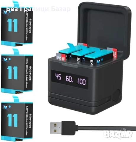 Нов Комплект батерии и зарядно с Micro SD четец за GoPro Hero 9–12